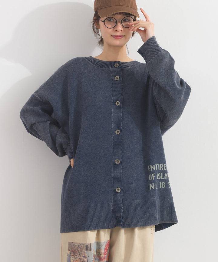 【iriey】品牌字母 磨砂水洗 雙面穿圓領針織開衫 Japan E-Shop