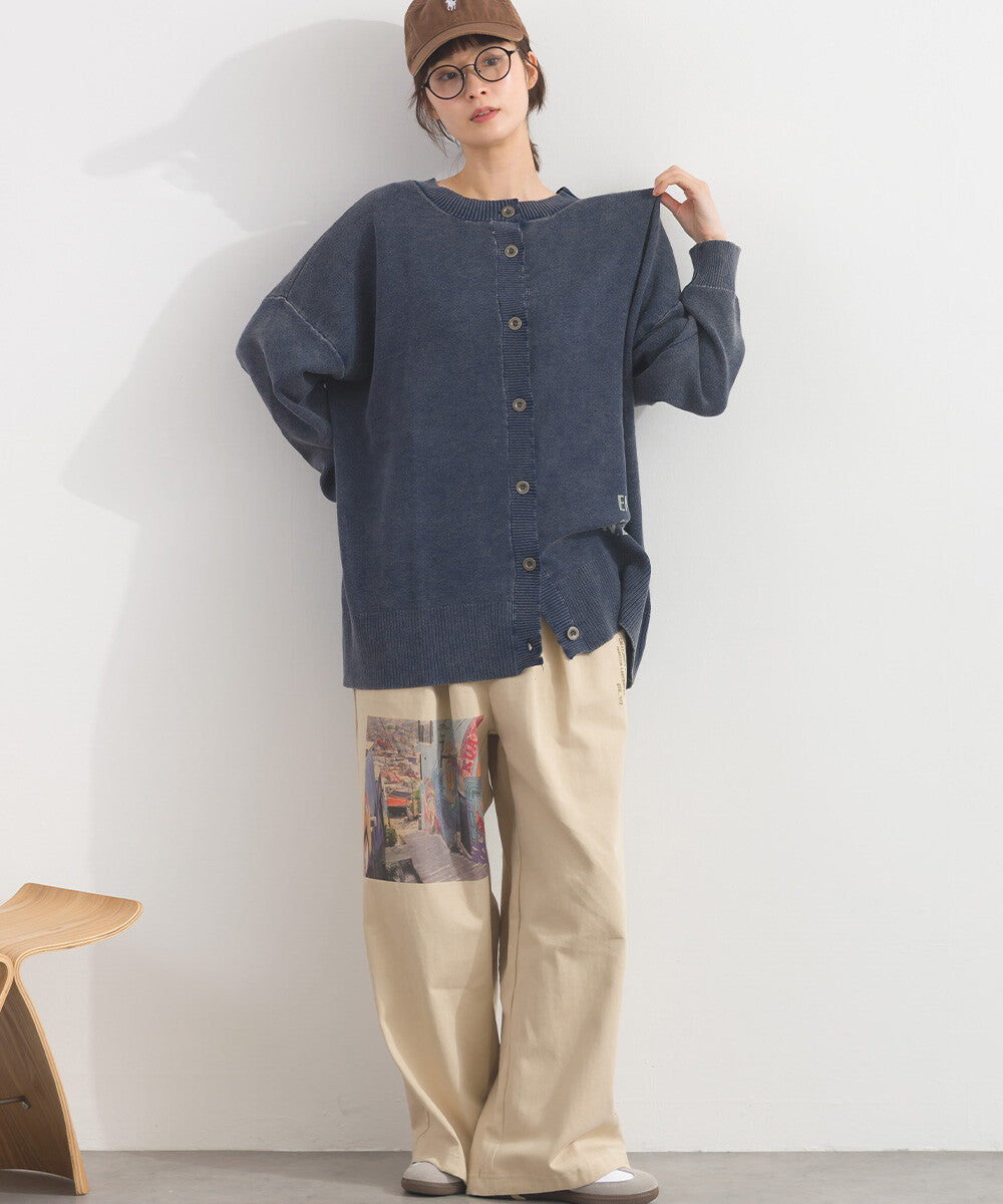 【iriey】品牌字母 磨砂水洗 雙面穿圓領針織開衫 Japan E-Shop