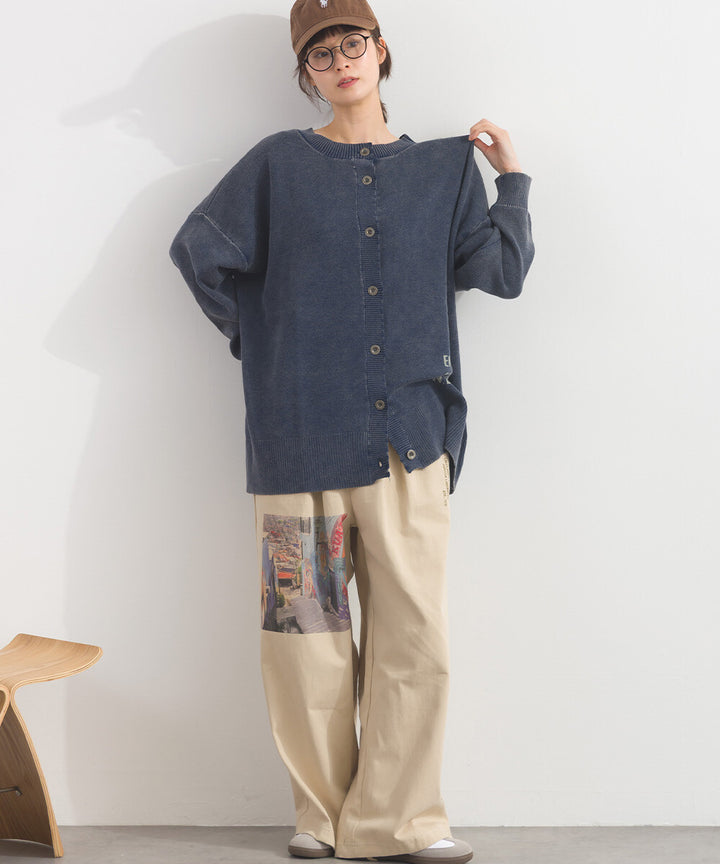 【iriey】品牌字母 磨砂水洗 雙面穿圓領針織開衫 Japan E-Shop