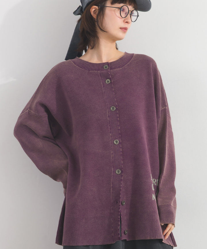 【iriey】品牌字母 磨砂水洗 雙面穿圓領針織開衫 Japan E-Shop