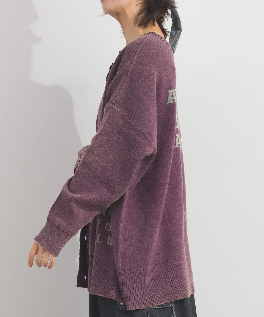 【iriey】品牌字母 磨砂水洗 雙面穿圓領針織開衫 Japan E-Shop