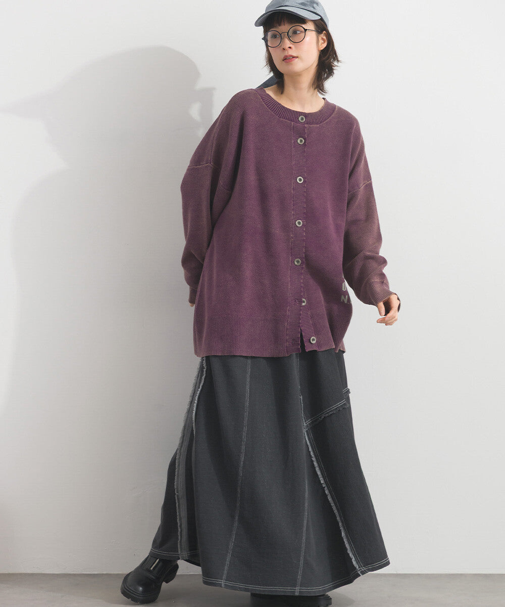 【iriey】品牌字母 磨砂水洗 雙面穿圓領針織開衫 Japan E-Shop