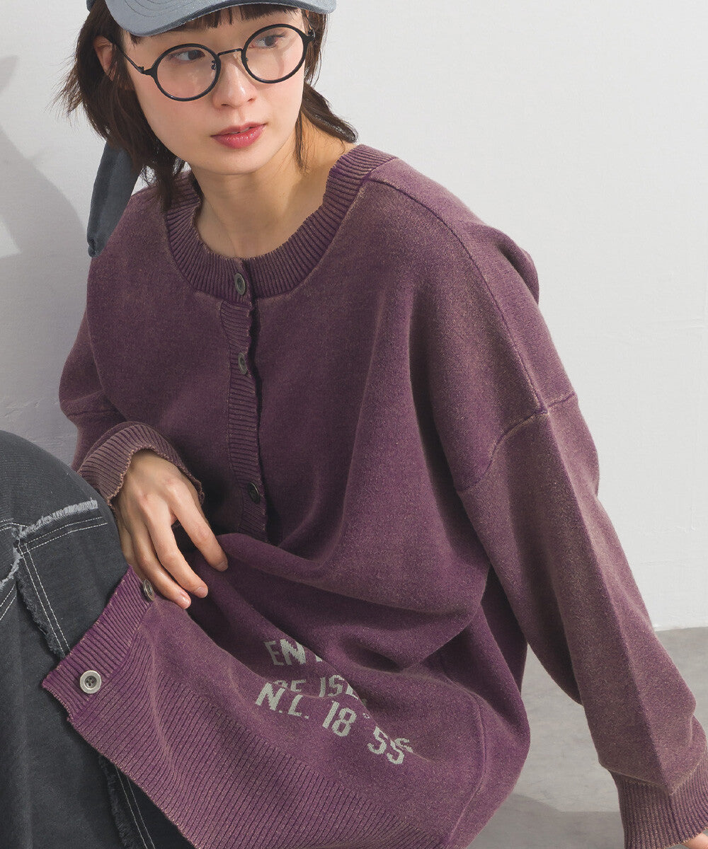 【iriey】品牌字母 磨砂水洗 雙面穿圓領針織開衫 Japan E-Shop