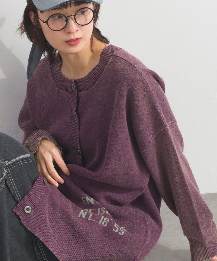 【iriey】品牌字母 磨砂水洗 雙面穿圓領針織開衫 Japan E-Shop