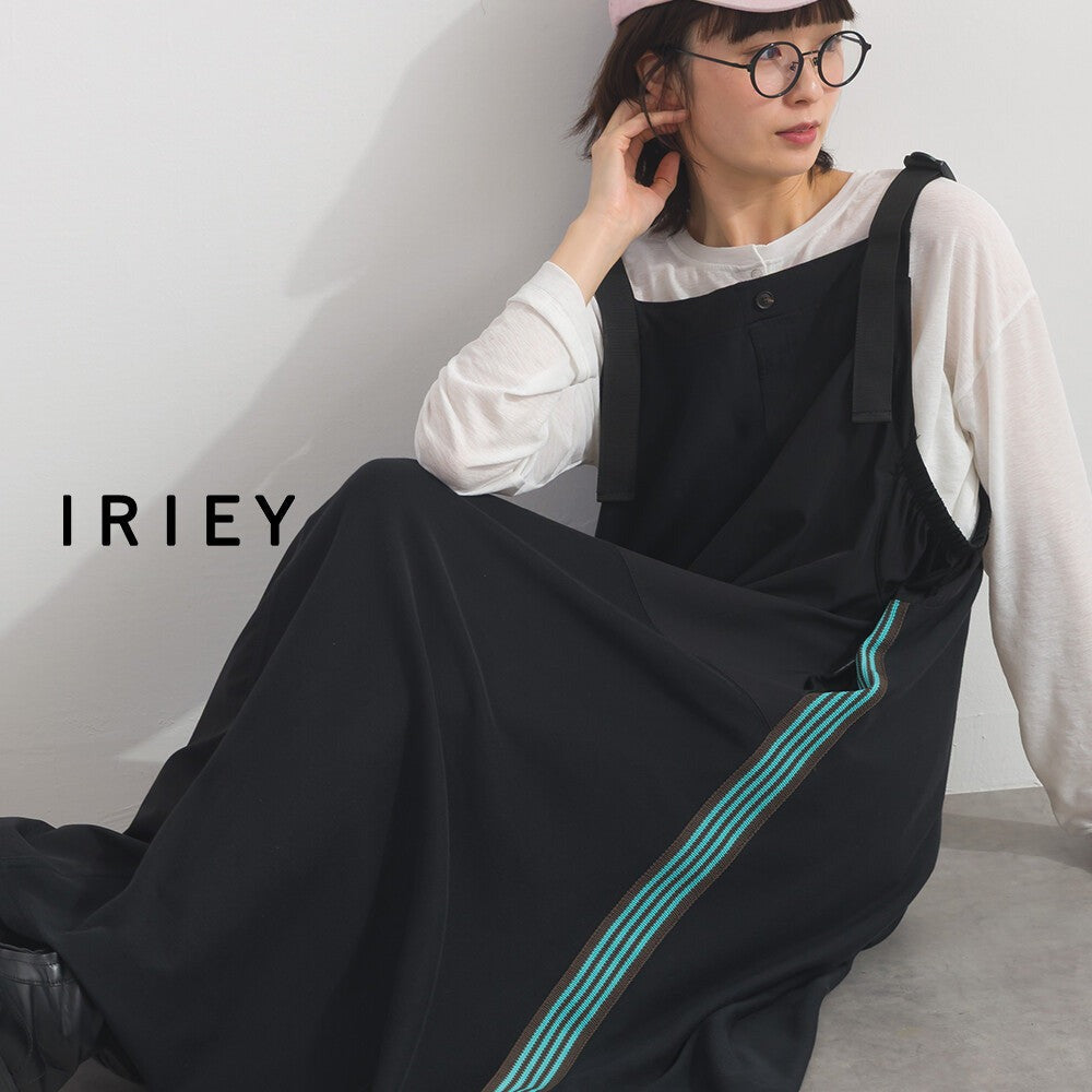 【iriey】色塊分區拼接 絲光斜紋 長版吊帶裙 Japan E-Shop