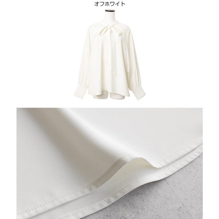 【evernavy】垂墜雙層布蝴蝶結領襯衫 Japan E-Shop
