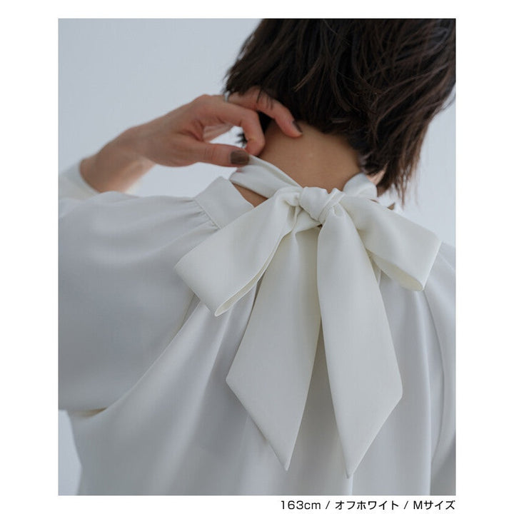 【evernavy】垂墜雙層布蝴蝶結領襯衫 Japan E-Shop