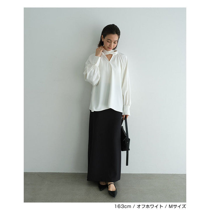 【evernavy】垂墜雙層布蝴蝶結領襯衫 Japan E-Shop