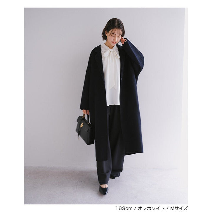 【evernavy】垂墜雙層布蝴蝶結領襯衫 Japan E-Shop