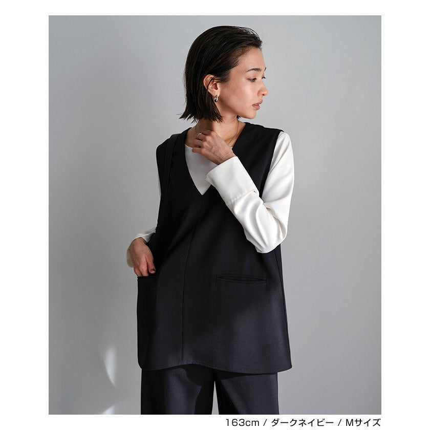【evernavy】深海軍藍V領無袖套頭背心 Japan E-Shop