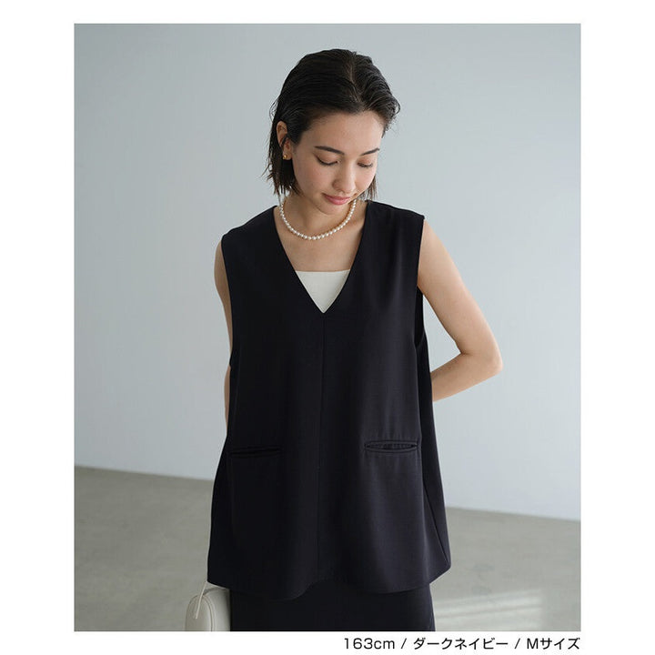 【evernavy】深海軍藍V領無袖套頭背心 Japan E-Shop