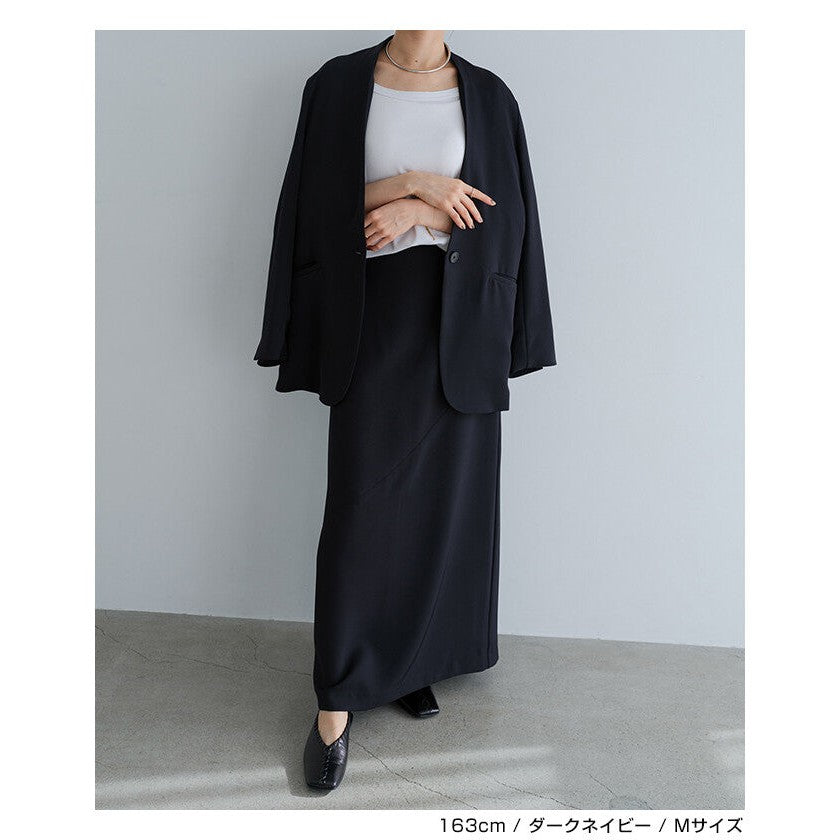 【evernavy】深海軍藍無領俐落寬鬆外套 Japan E-Shop