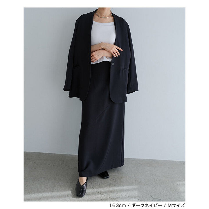 【evernavy】深海軍藍無領俐落寬鬆外套 Japan E-Shop
