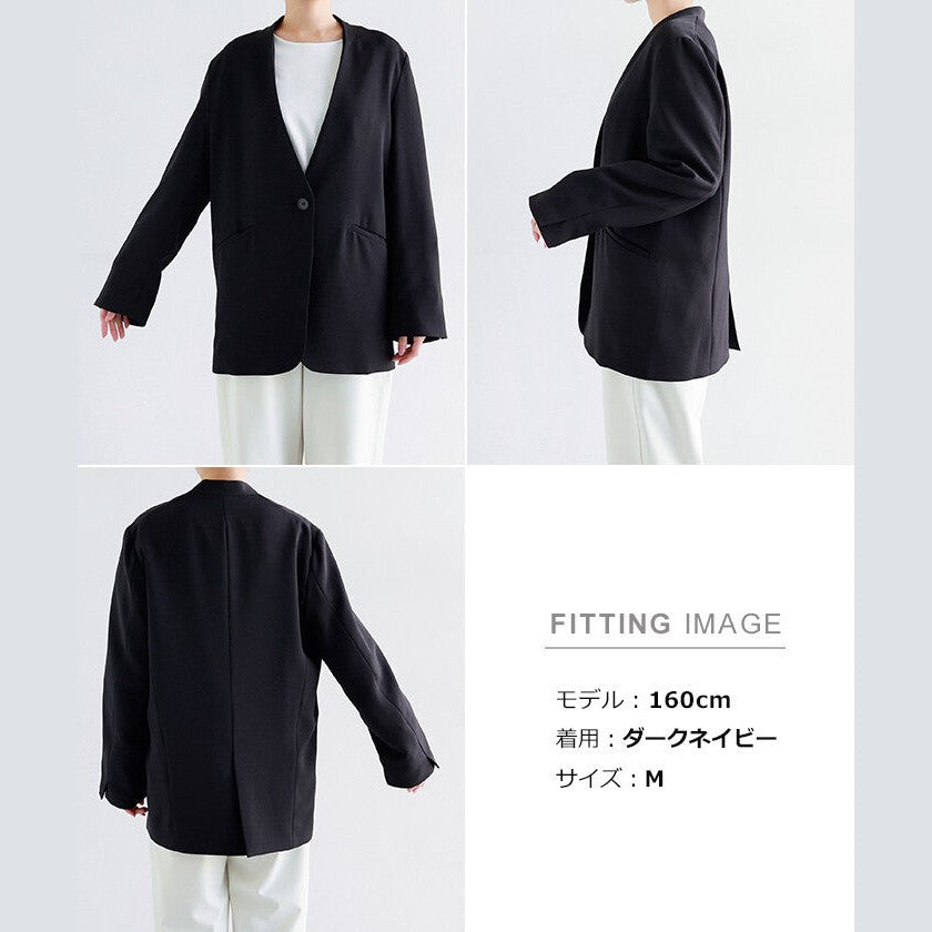 【evernavy】深海軍藍無領俐落寬鬆外套 Japan E-Shop