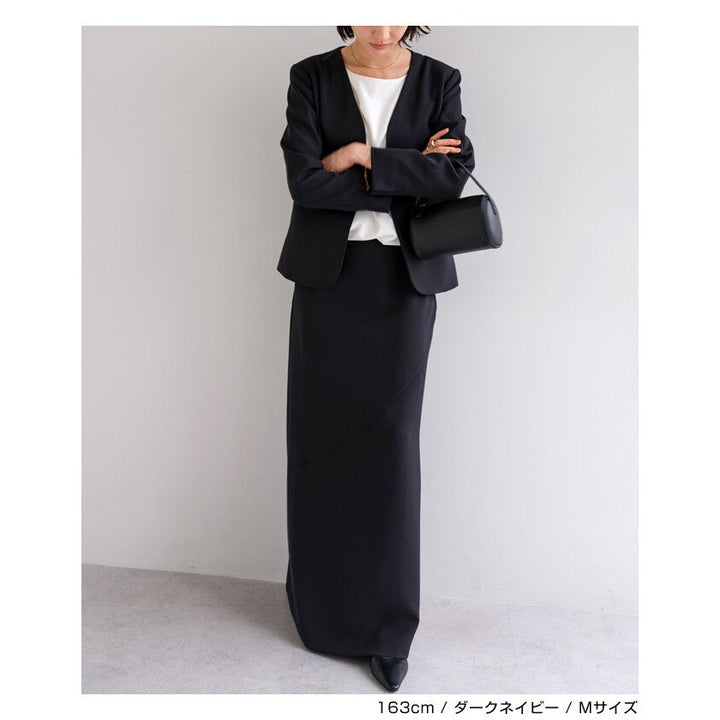 【evernavy】斜裁拼接直筒長裙 Japan E-Shop