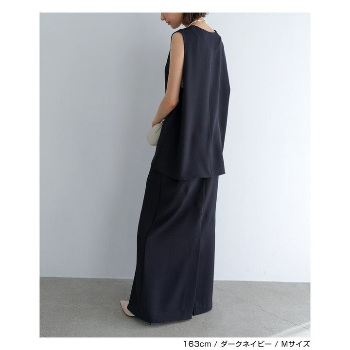 【evernavy】斜裁拼接直筒長裙 Japan E-Shop