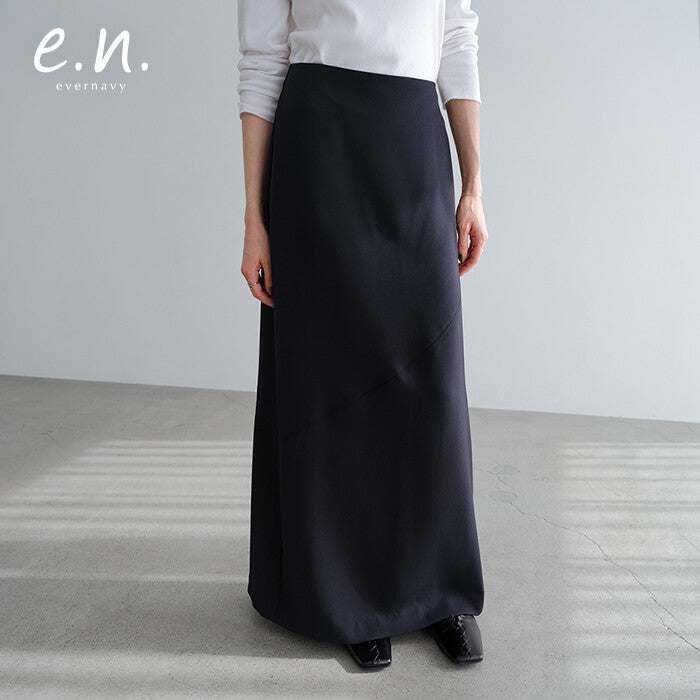 【evernavy】斜裁拼接直筒長裙 Japan E-Shop