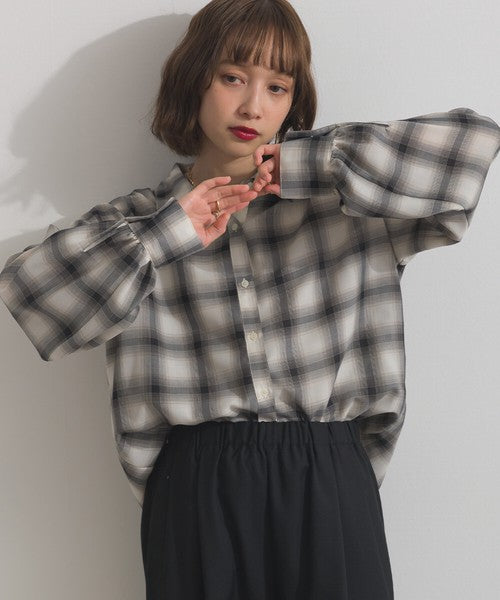【ELENCARE DUE】2026春季新品 先染透膚格紋襯衫＋抓皺荷葉邊馬甲兩件套組 Japan E-Shop