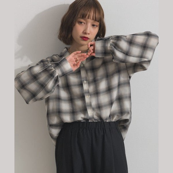 【ELENCARE DUE】2026春季新品 先染透膚格紋襯衫＋抓皺荷葉邊馬甲兩件套組 Japan E-Shop