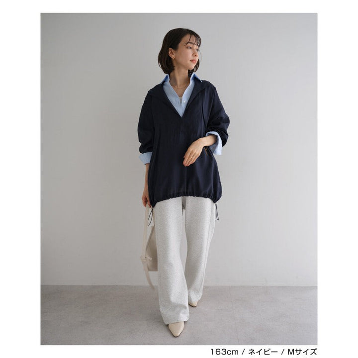 【evernavy】輕薄透膚連帽抽繩長袖襯衫 Japan E-Shop