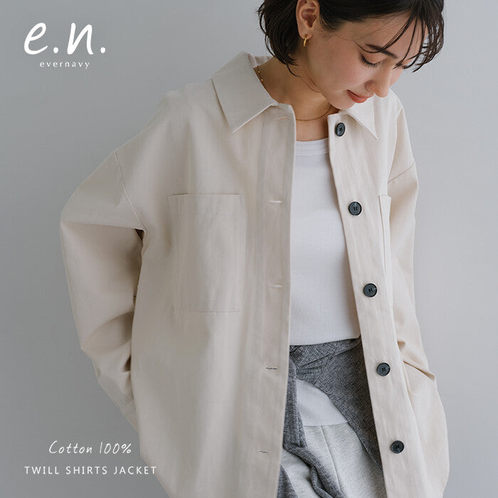 【evernavy】純棉斜紋長袖襯衫外套 Japan E-Shop