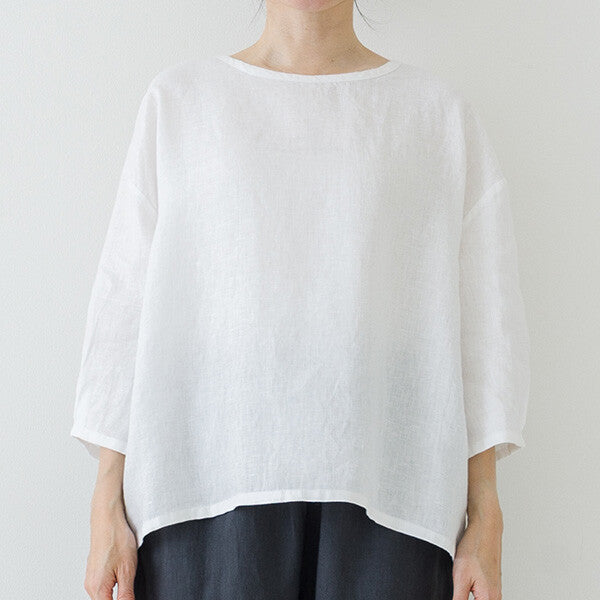 【crea delice】亞麻袖口打褶七分袖上衣 Japan E-Shop