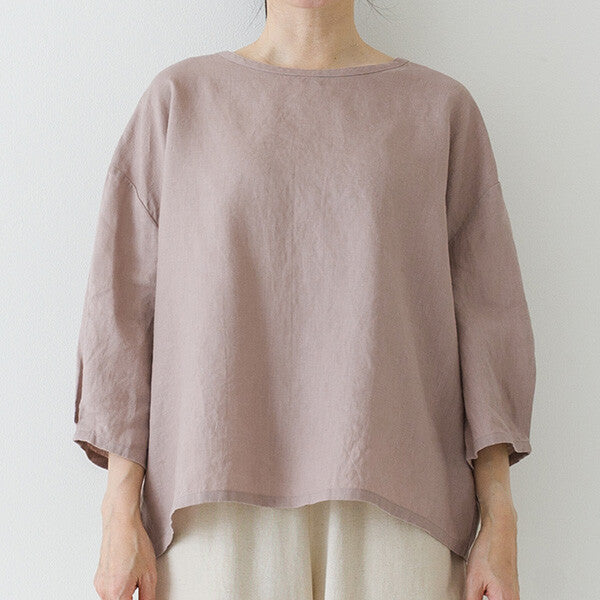 【crea delice】亞麻袖口打褶七分袖上衣 Japan E-Shop