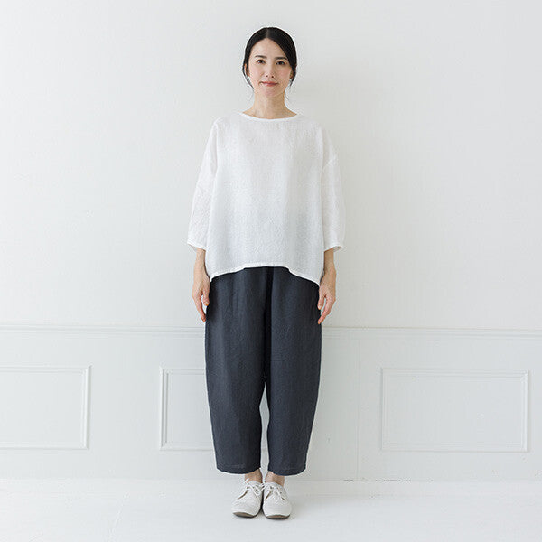 【crea delice】亞麻袖口打褶七分袖上衣 Japan E-Shop