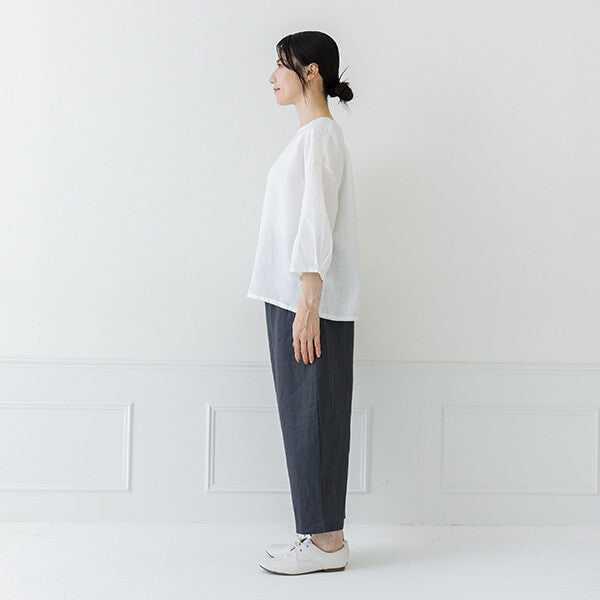 【crea delice】亞麻袖口打褶七分袖上衣 Japan E-Shop