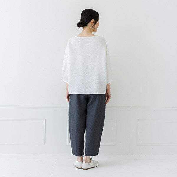 【crea delice】亞麻袖口打褶七分袖上衣 Japan E-Shop