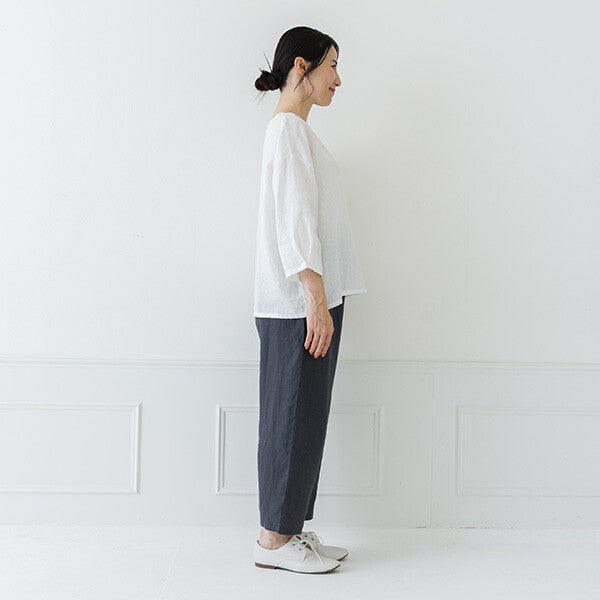 【crea delice】亞麻袖口打褶七分袖上衣 Japan E-Shop