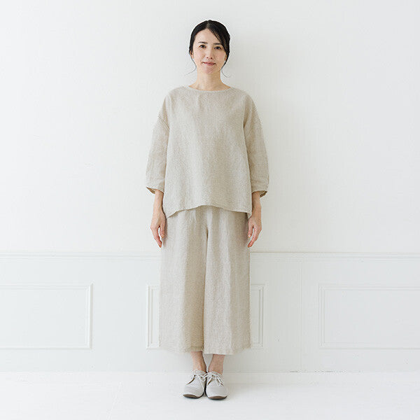 【crea delice】亞麻袖口打褶七分袖上衣 Japan E-Shop