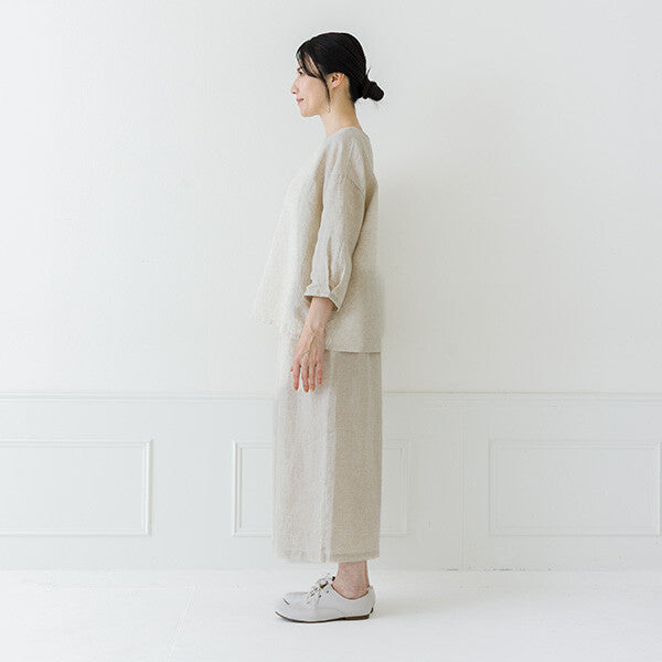 【crea delice】亞麻袖口打褶七分袖上衣 Japan E-Shop