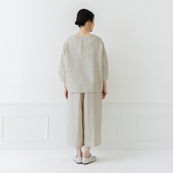 【crea delice】亞麻袖口打褶七分袖上衣 Japan E-Shop