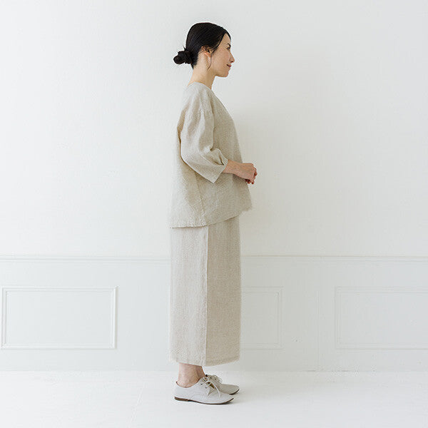 【crea delice】亞麻袖口打褶七分袖上衣 Japan E-Shop