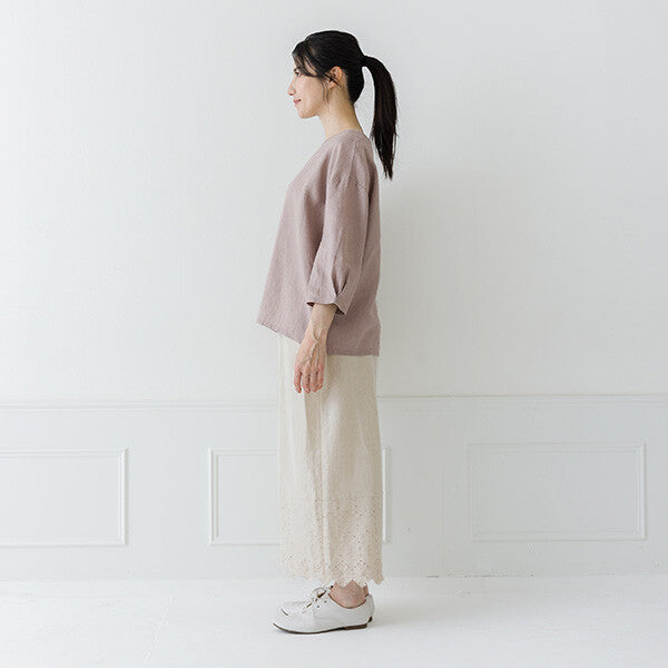 【crea delice】亞麻袖口打褶七分袖上衣 Japan E-Shop