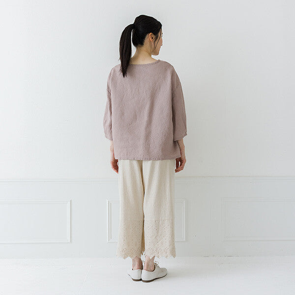 【crea delice】亞麻袖口打褶七分袖上衣 Japan E-Shop