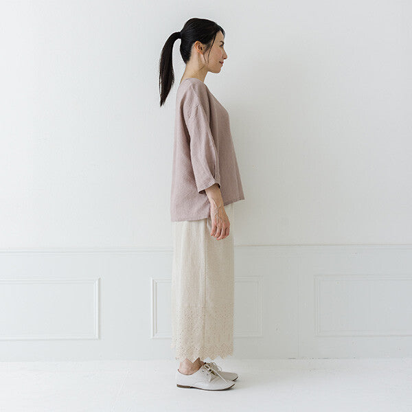 【crea delice】亞麻袖口打褶七分袖上衣 Japan E-Shop