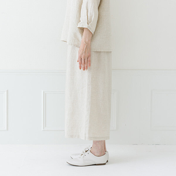 【crea delice】100%亞麻鬆緊腰八分寬褲 Japan E-Shop