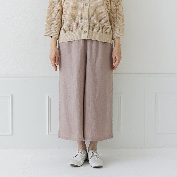【crea delice】100%亞麻鬆緊腰八分寬褲 Japan E-Shop