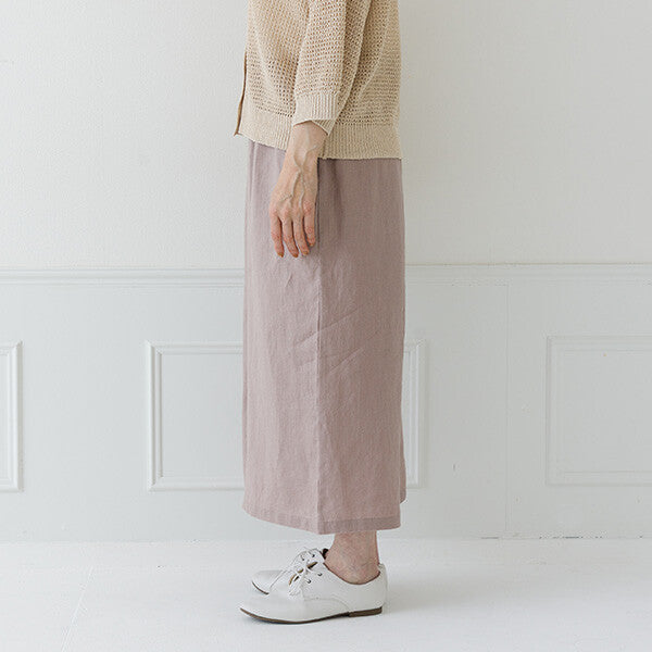【crea delice】100%亞麻鬆緊腰八分寬褲 Japan E-Shop