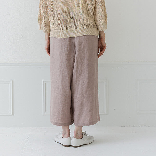 【crea delice】100%亞麻鬆緊腰八分寬褲 Japan E-Shop