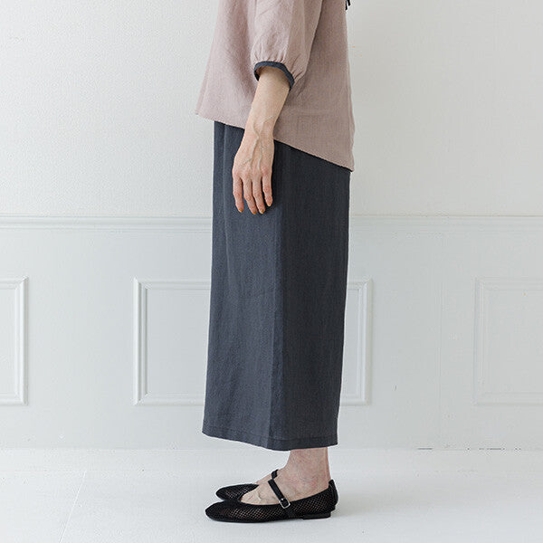 【crea delice】100%亞麻鬆緊腰八分寬褲 Japan E-Shop