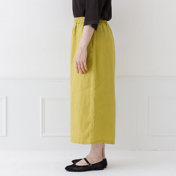 【crea delice】100%亞麻鬆緊腰八分寬褲 Japan E-Shop