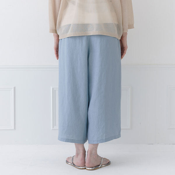 【crea delice】100%亞麻鬆緊腰八分寬褲 Japan E-Shop