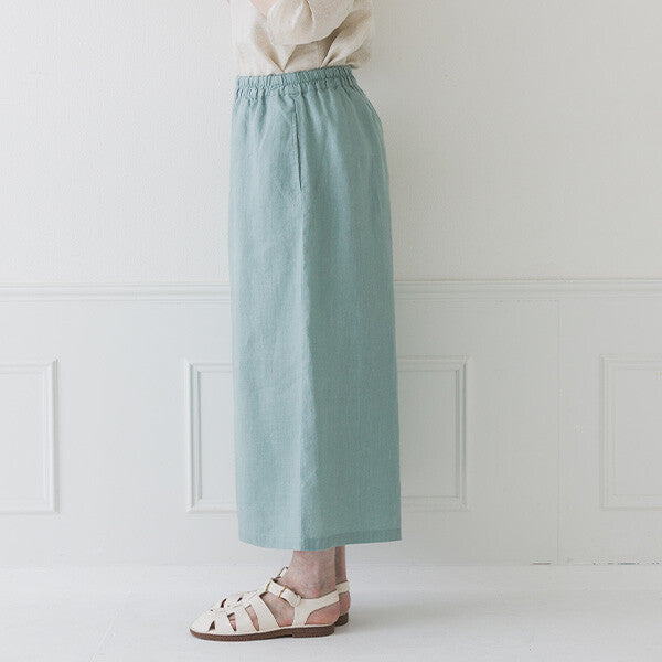【crea delice】100%亞麻鬆緊腰八分寬褲 Japan E-Shop