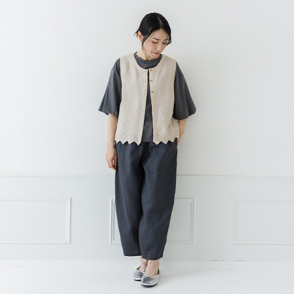 【crea delice】棉麻刺繡蕾絲拼接背心 Japan E-Shop