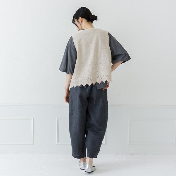 【crea delice】棉麻刺繡蕾絲拼接背心 Japan E-Shop