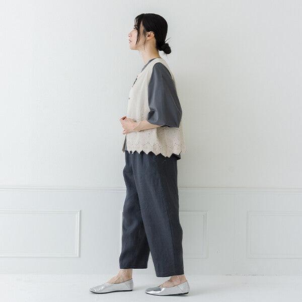 【crea delice】棉麻刺繡蕾絲拼接背心 Japan E-Shop