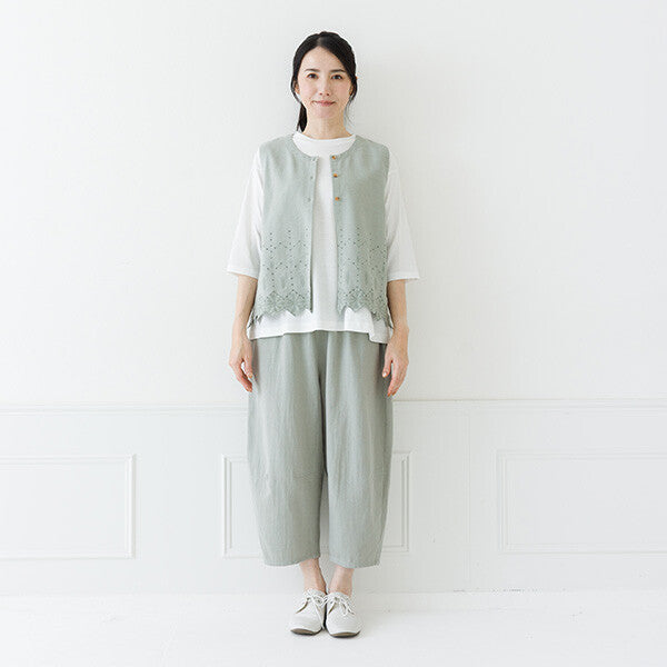 【crea delice】棉麻刺繡蕾絲拼接背心 Japan E-Shop